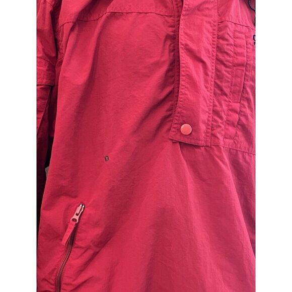Chaps Ralph Lauren Mens Medium Red Softshell Pullover Hoodie 1/4 Zip Windbreaker - Picture 8 of 8